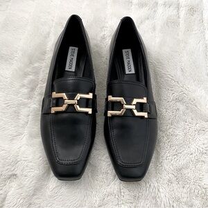 New Steve Madden Ryann Bit Black Leather Loafers Size 9